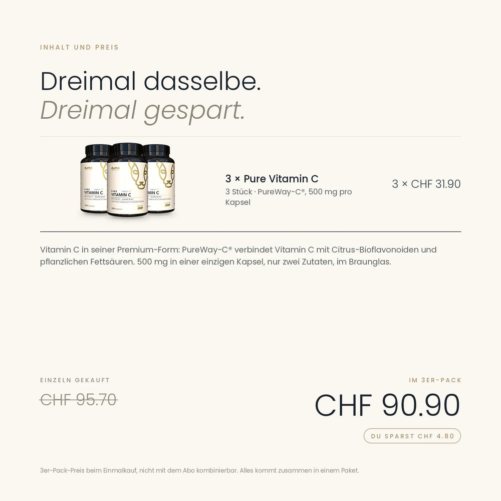 3x Pure Vitamin C mit Pure-Way-C