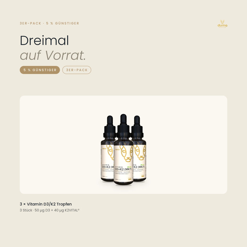 3x Vitamin D3/K2Vital MK7 Tropfen mit BIO Mohnöl