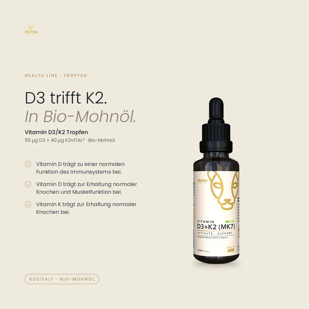 Vitamin D3/K2Vital MK7 Tropfen mit BIO Mohnöl