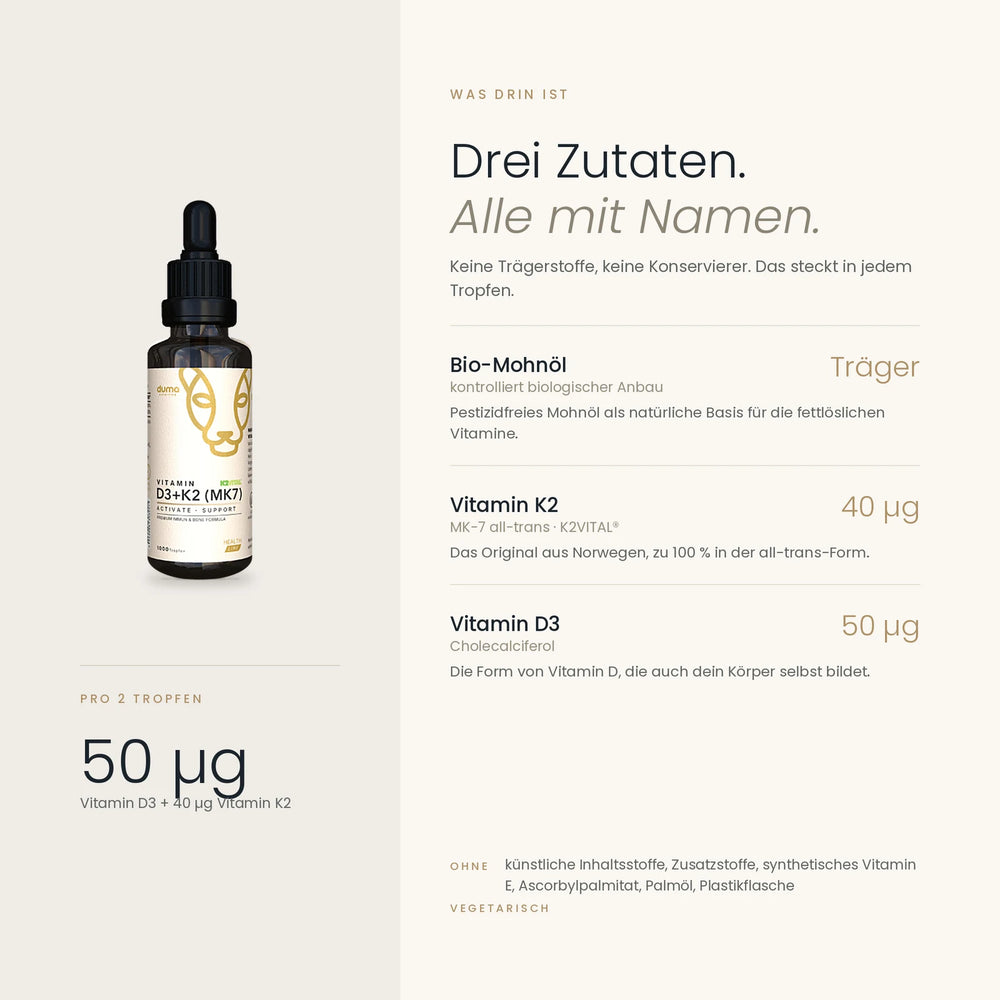 Vitamin D3/K2Vital MK7 Tropfen mit BIO Mohnöl